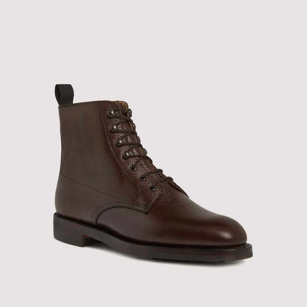 NWOT James Purdey & Sons Women's Grain Leather Ankle Boot in Dark Brown - Size 7
